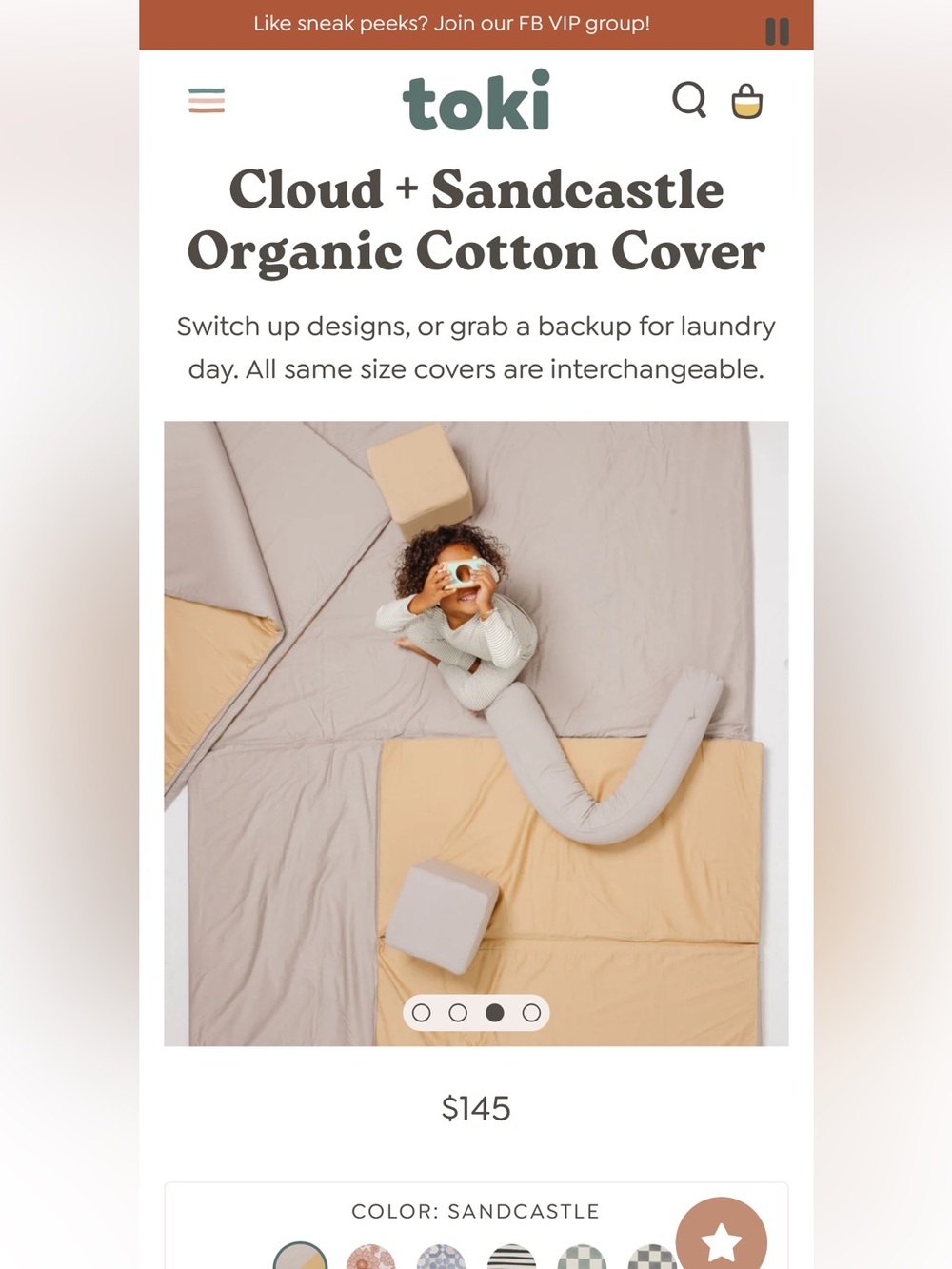 Toki Mat Organic Cotton *Cover* - Cloud/Sand - Epic Size 60x84”